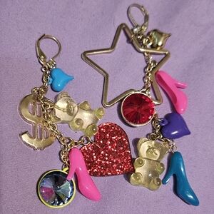 Betsey Johnson Gummy Barbie Shoe Dangle Charm Mismatch Earrings
